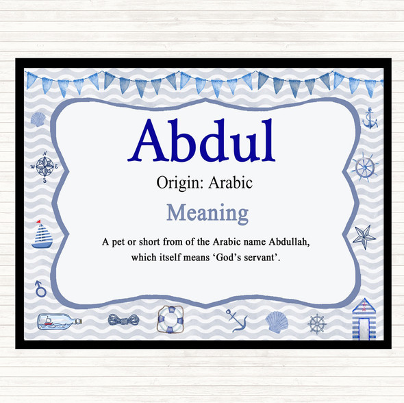 Abdul Name Meaning Dinner Table Placemat Nautical