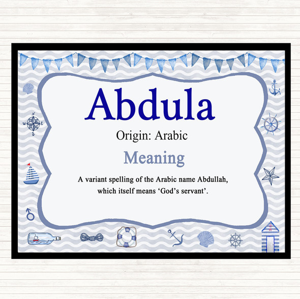 Abdula Name Meaning Dinner Table Placemat Nautical