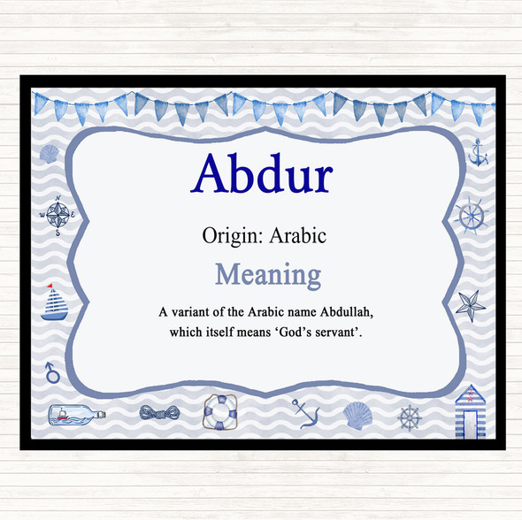 Abdur Name Meaning Dinner Table Placemat Nautical