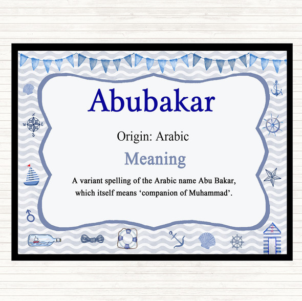 Abubakar Name Meaning Dinner Table Placemat Nautical