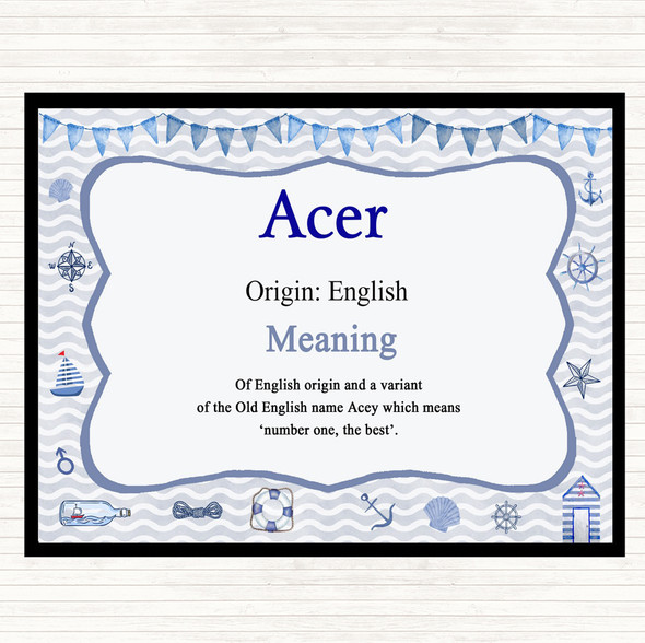 Acer Name Meaning Dinner Table Placemat Nautical