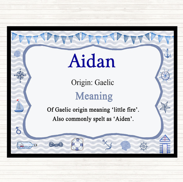 Aidan Name Meaning Dinner Table Placemat Nautical