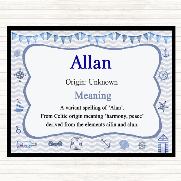 Allan Name Meaning Dinner Table Placemat Nautical