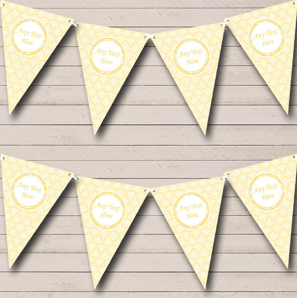 Vintage Lace Look Pretty Yellow Personalised Wedding Venue or Reception Bunting