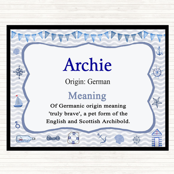 Archie Name Meaning Dinner Table Placemat Nautical