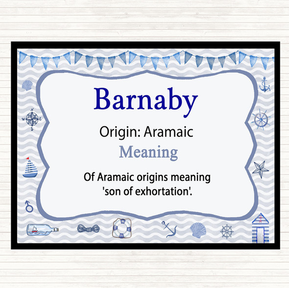 Barnaby Name Meaning Dinner Table Placemat Nautical