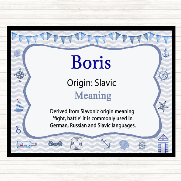 Boris Name Meaning Dinner Table Placemat Nautical