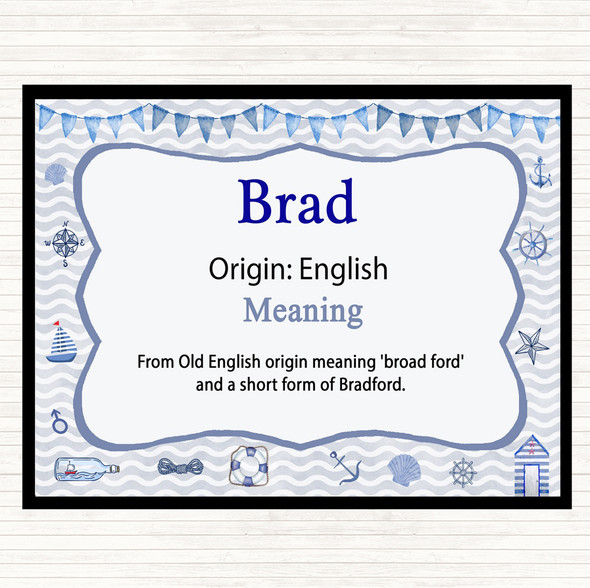 Brad Name Meaning Dinner Table Placemat Nautical