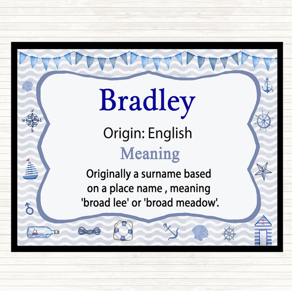 Bradley Name Meaning Dinner Table Placemat Nautical