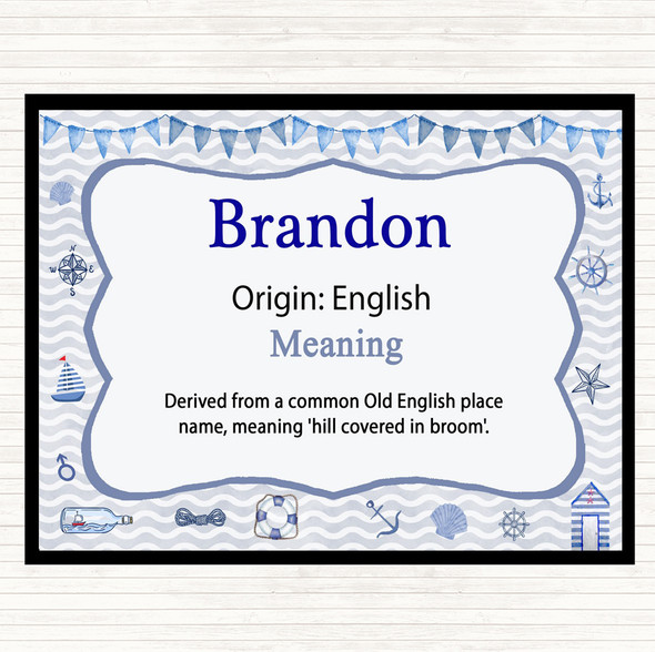 Brandon Name Meaning Dinner Table Placemat Nautical