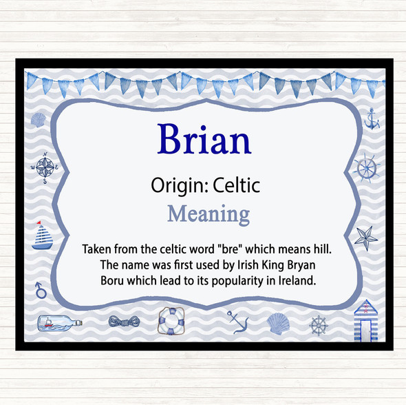 Brian Name Meaning Dinner Table Placemat Nautical