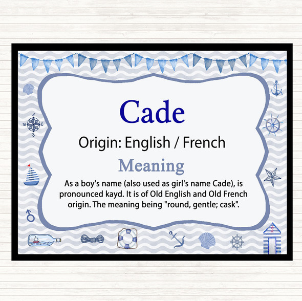 Cade Name Meaning Dinner Table Placemat Nautical