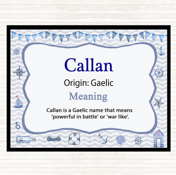 Callan Name Meaning Dinner Table Placemat Nautical