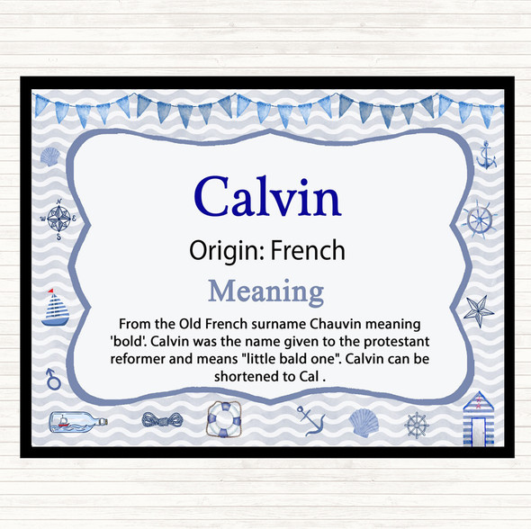 Calvin Name Meaning Dinner Table Placemat Nautical