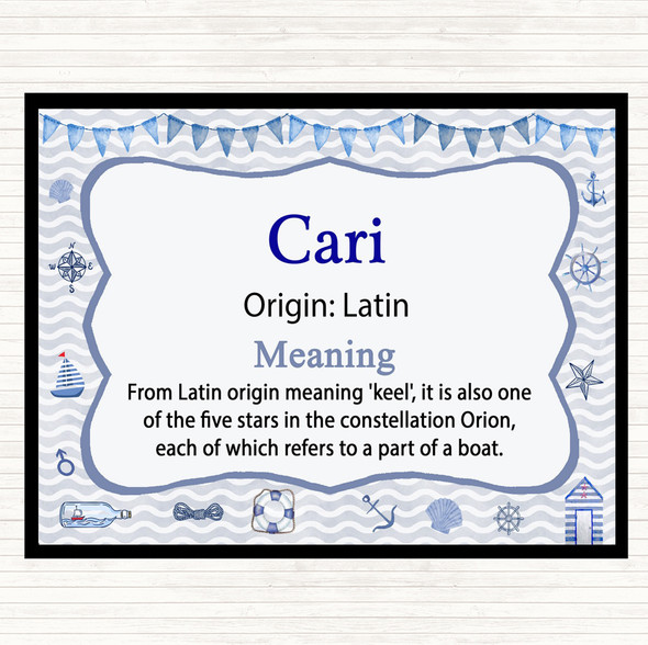 Cari Name Meaning Dinner Table Placemat Nautical