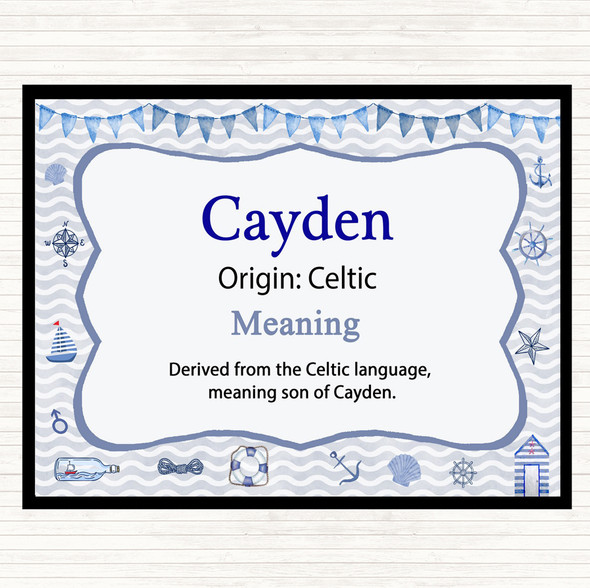 Cayden Name Meaning Dinner Table Placemat Nautical