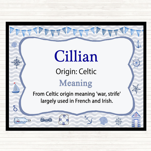 Cillian Name Meaning Dinner Table Placemat Nautical