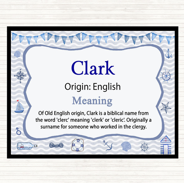 Clark Name Meaning Dinner Table Placemat Nautical