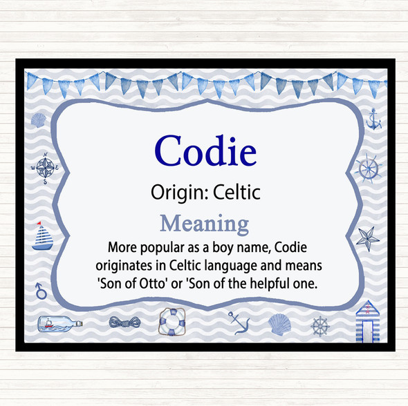 Codie Name Meaning Dinner Table Placemat Nautical