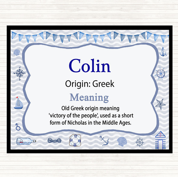 Colin Name Meaning Dinner Table Placemat Nautical