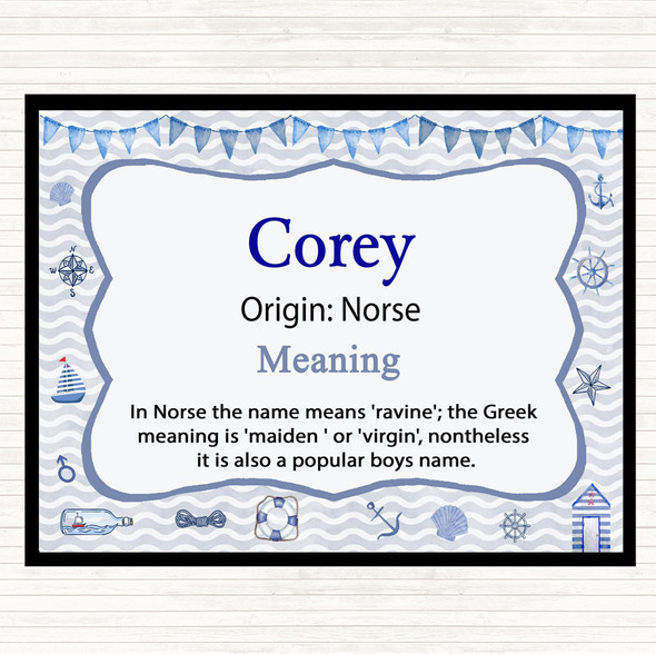 Corey Name Meaning Dinner Table Placemat Nautical