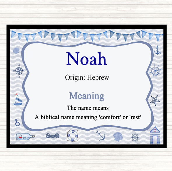 Noah Name Meaning Dinner Table Placemat Nautical