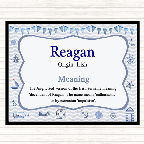 Reagan Name Meaning Dinner Table Placemat Nautical