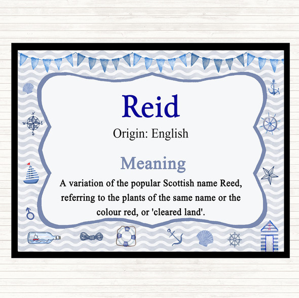 Reid Name Meaning Dinner Table Placemat Nautical