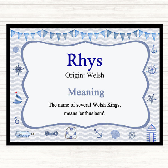 Rhys Name Meaning Dinner Table Placemat Nautical