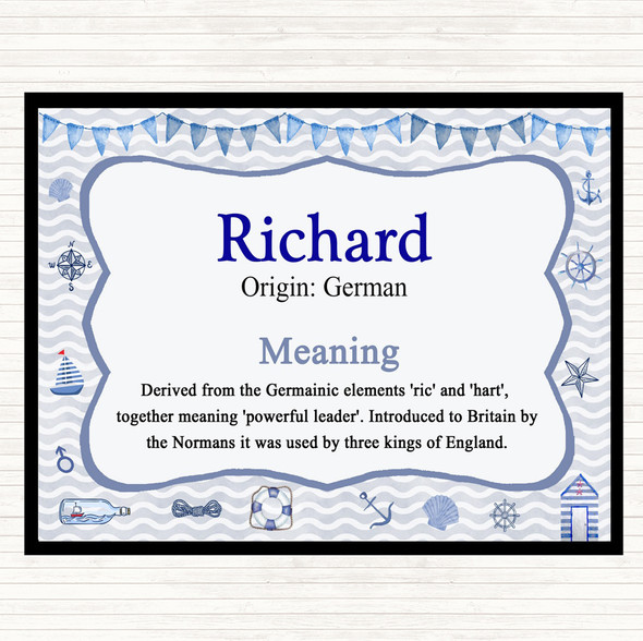 Richard Name Meaning Dinner Table Placemat Nautical