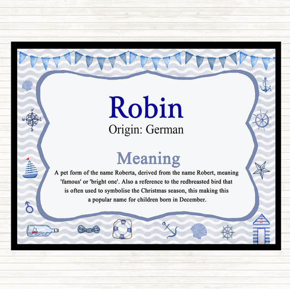 Robin Name Meaning Dinner Table Placemat Nautical