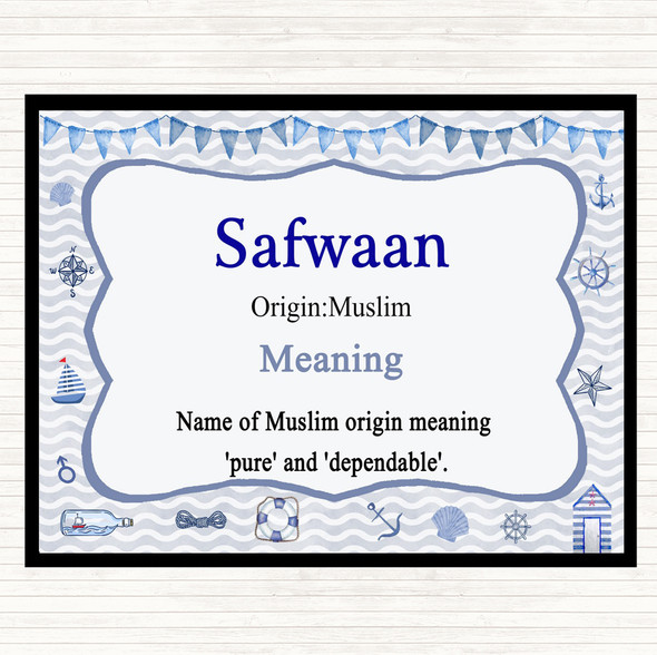 Safwaan Name Meaning Dinner Table Placemat Nautical