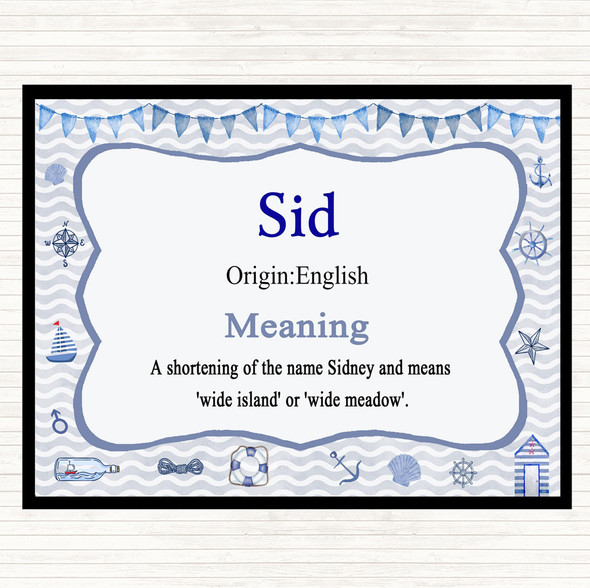 Sid Name Meaning Dinner Table Placemat Nautical
