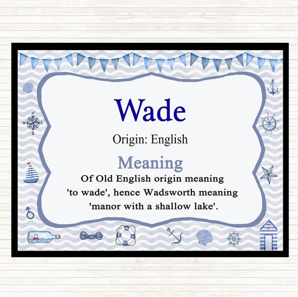 Wade Name Meaning Dinner Table Placemat Nautical