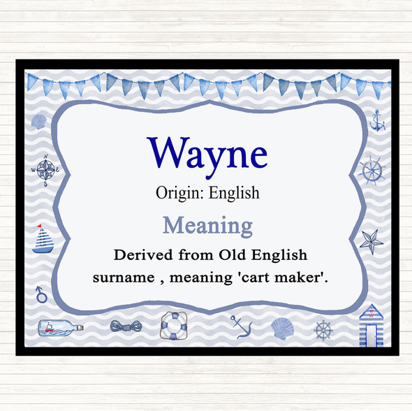Wayne Name Meaning Dinner Table Placemat Nautical