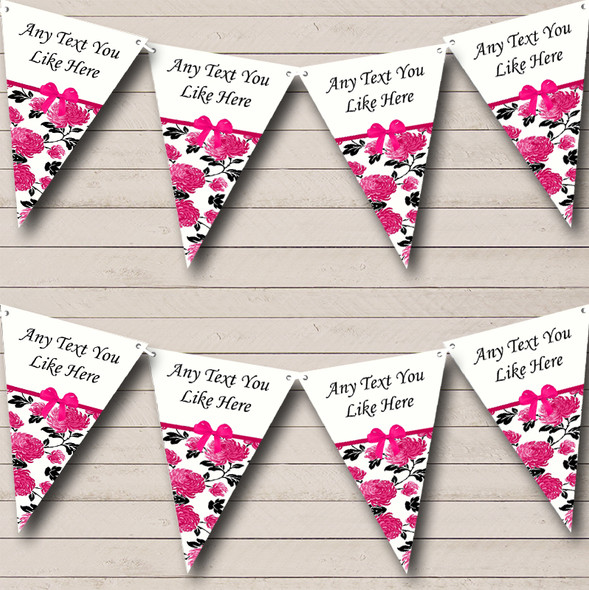 Shabby Chic Vintage White Pink Personalised Wedding Venue or Reception Bunting