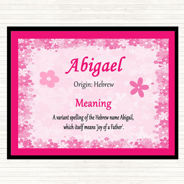 Abigael Name Meaning Dinner Table Placemat Pink