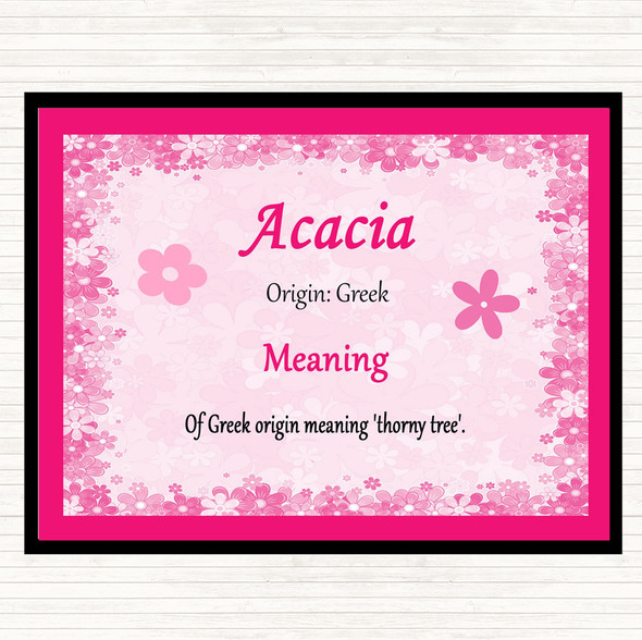 Acacia Name Meaning Dinner Table Placemat Pink