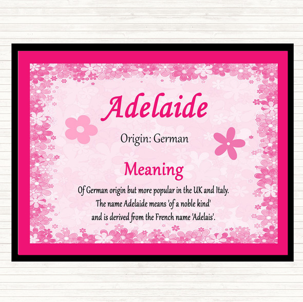 Adelaide Name Meaning Dinner Table Placemat Pink