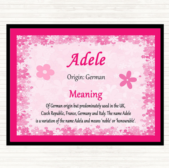 Adele Name Meaning Dinner Table Placemat Pink