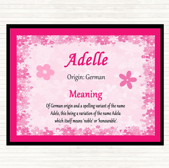 Adelle Name Meaning Dinner Table Placemat Pink