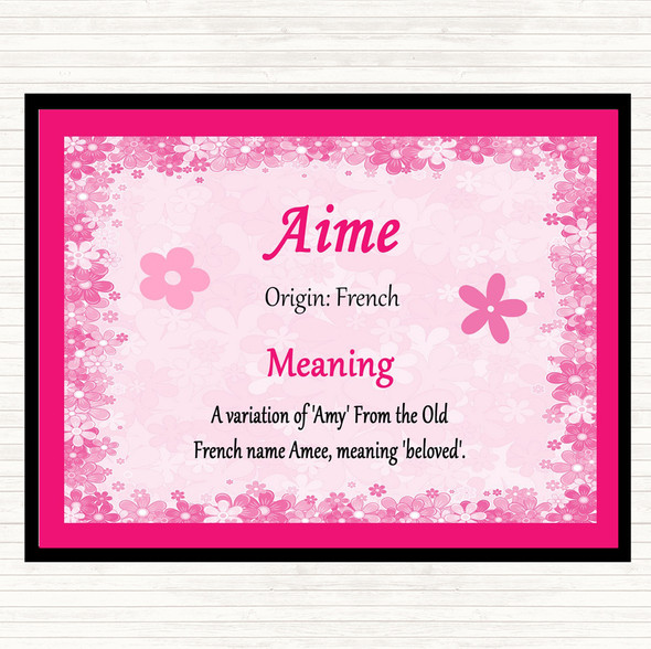 Aime Name Meaning Dinner Table Placemat Pink