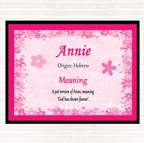 Annie Name Meaning Dinner Table Placemat Pink