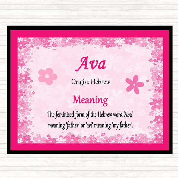 Ava Name Meaning Dinner Table Placemat Pink