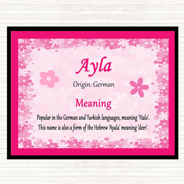 Ayla Name Meaning Dinner Table Placemat Pink