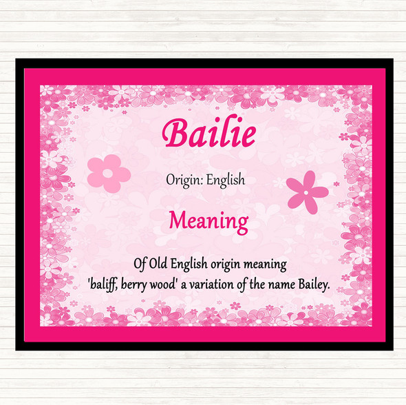 Bailie Name Meaning Dinner Table Placemat Pink