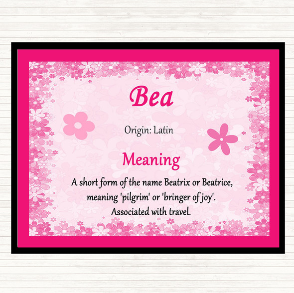 Bea Name Meaning Dinner Table Placemat Pink