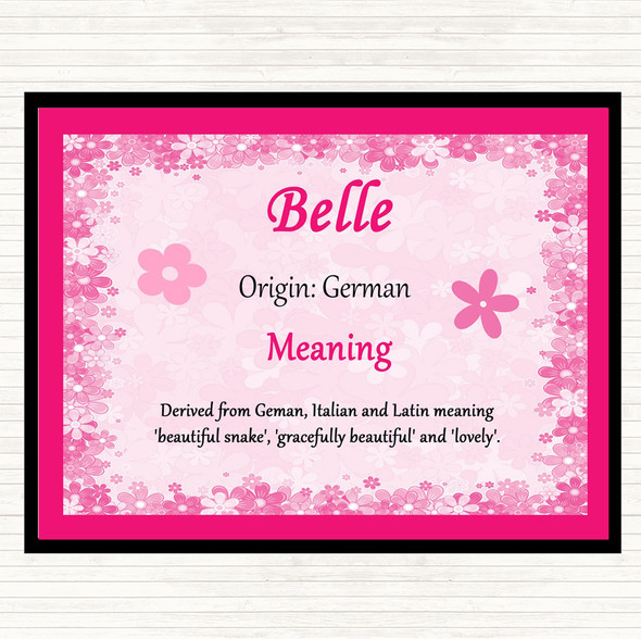 Belle Name Meaning Dinner Table Placemat Pink