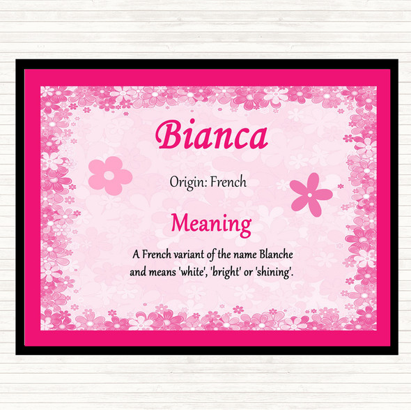 Bianca Name Meaning Dinner Table Placemat Pink