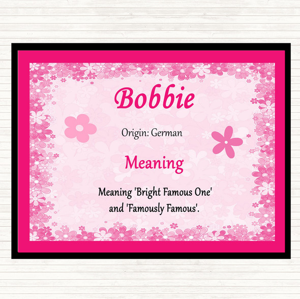 Bobbie Name Meaning Dinner Table Placemat Pink